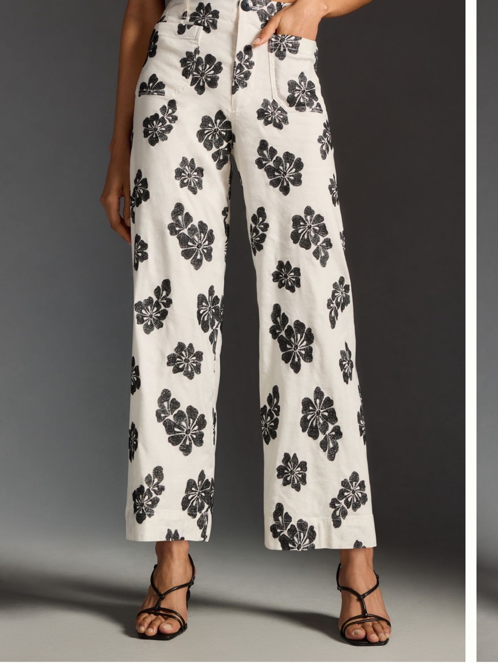 The Colette Cropped Wide-Leg Embroidered Pants by Maeve - Picture 7 of 9